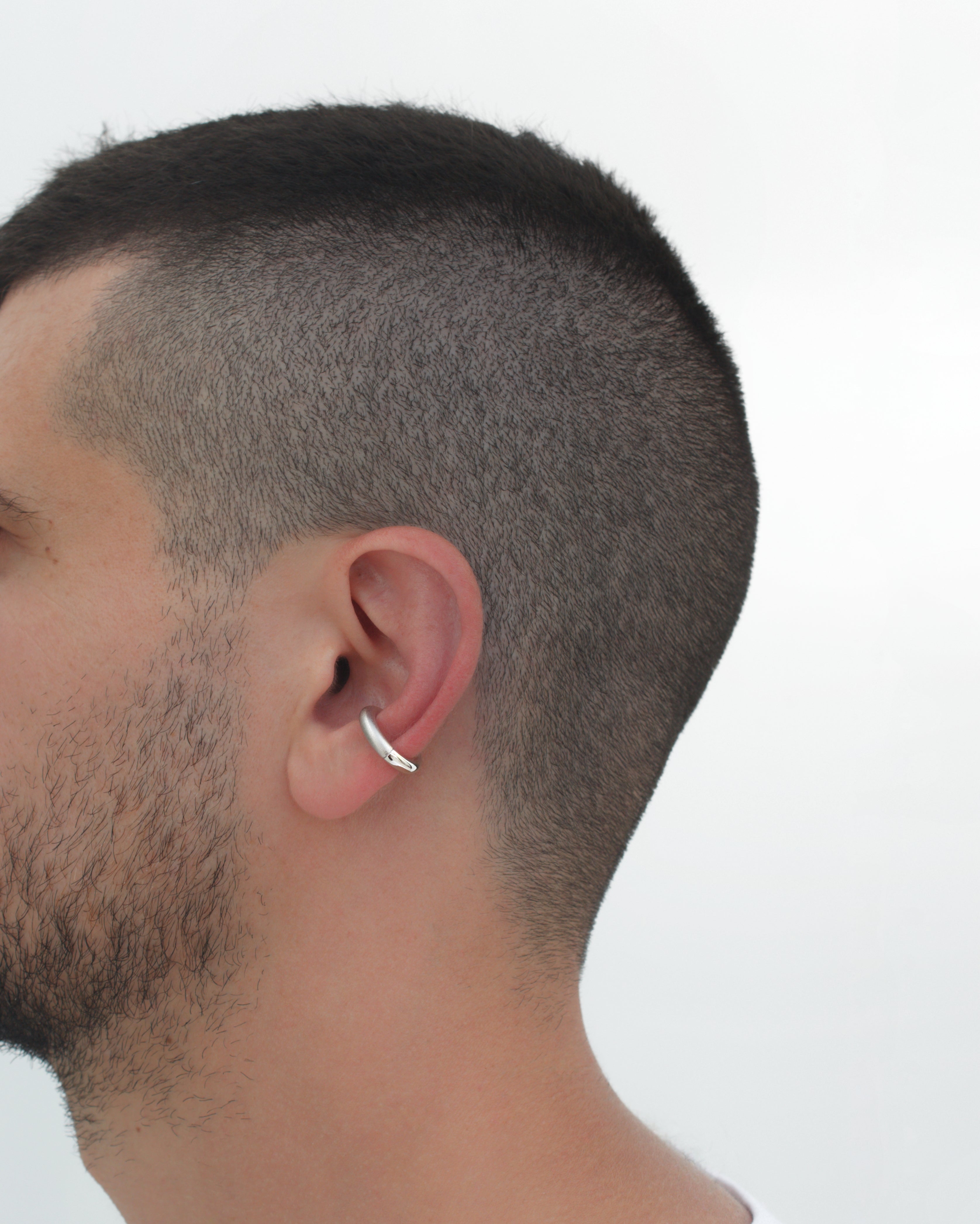 Revolve Dual Finish ear cuff in rhodium vermeil